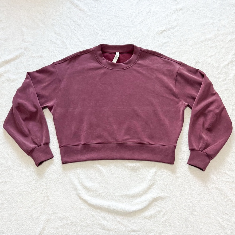 lululemon Perfectly Oversized Cropped Crew Softstreme, Red Merlot, Size 4
